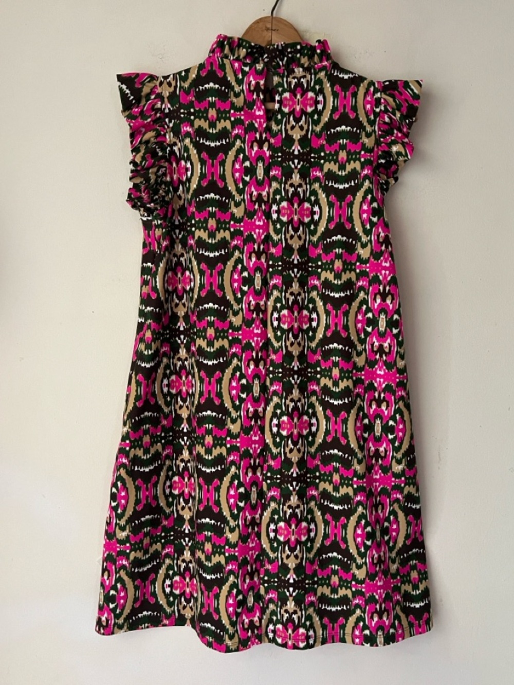 Jude Connally Women's Shari Multicolor Ruffle Trim Stretch Dress Sz Small Pocket - Picture 2 of 9